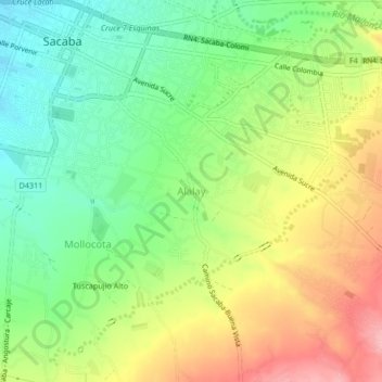 Carte topographique Alalay, altitude, relief