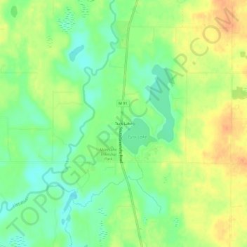 Carte topographique Turk Lake, altitude, relief
