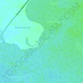 Carte topographique Pampaddy, altitude, relief