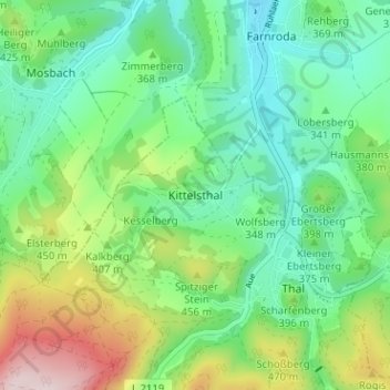 Carte topographique Kittelsthal, altitude, relief