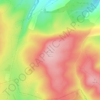 Carte topographique Bransley Hill, altitude, relief