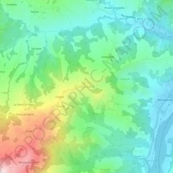 Carte topographique Levizzano, altitude, relief