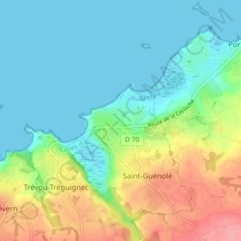 Carte topographique Prat Even, altitude, relief