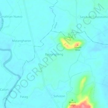 Carte topographique Bagongbong, altitude, relief