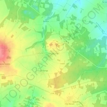 Carte topographique Chez Bourrier, altitude, relief