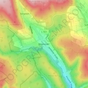 Carte topographique Nienover, altitude, relief