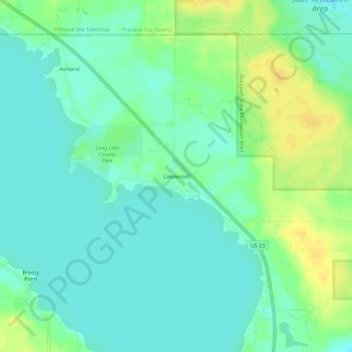 Carte topographique Lakewood, altitude, relief