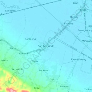 Carte topographique San Fernando, altitude, relief