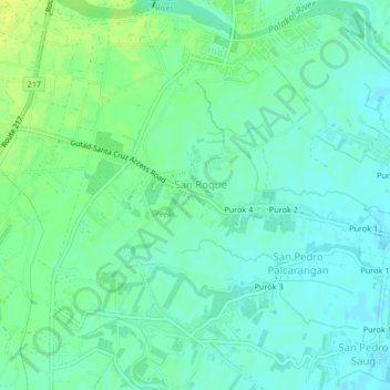 Carte topographique Purok 5, altitude, relief