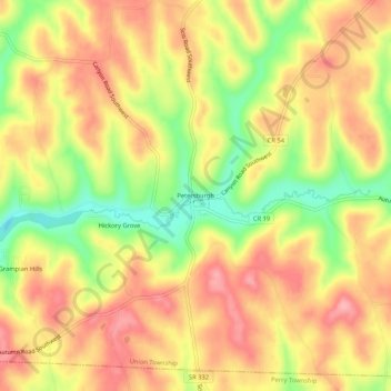 Carte topographique Petersburgh, altitude, relief