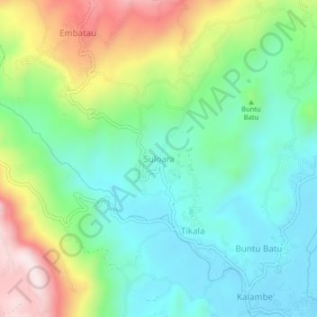 Carte topographique Suloara, altitude, relief