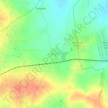 Carte topographique Kondakal, altitude, relief