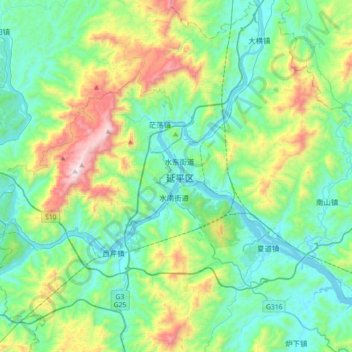 Carte topographique 南平市, altitude, relief