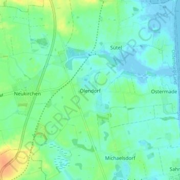 Carte topographique Ölendorf, altitude, relief