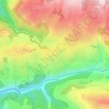 Carte topographique Baabdat, altitude, relief