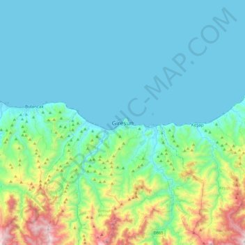 Carte topographique Giresun, altitude, relief