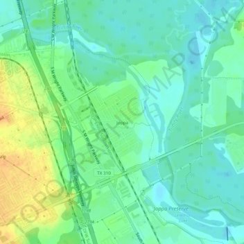 Carte topographique Joppa, altitude, relief