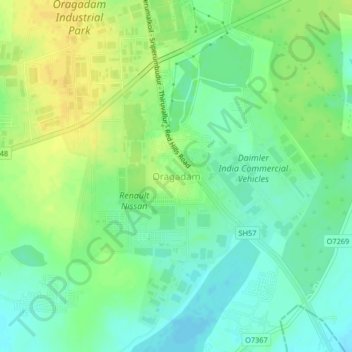 Carte topographique Oragadam, altitude, relief