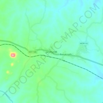 Carte topographique Jarmundi, altitude, relief