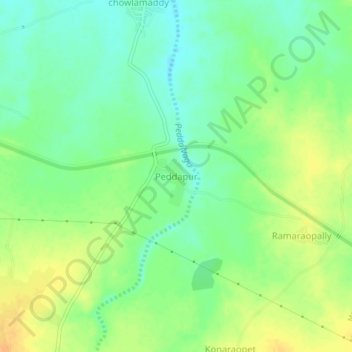 Carte topographique Peddapur, altitude, relief