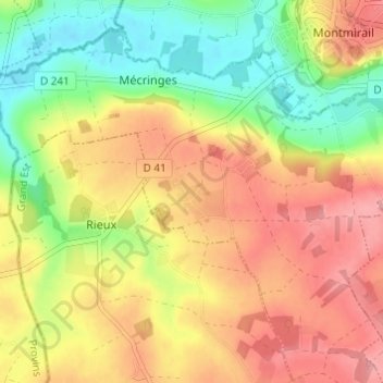 Carte topographique Hochecourt, altitude, relief