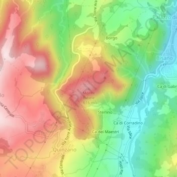 Carte topographique Monte Bibele, altitude, relief
