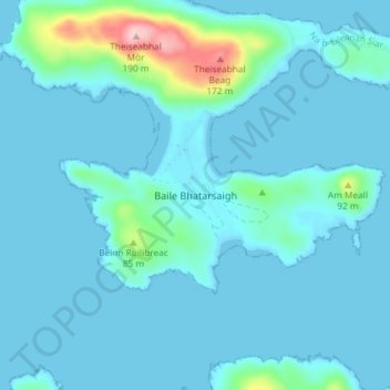 Carte topographique Baile Bhatarsaigh, altitude, relief