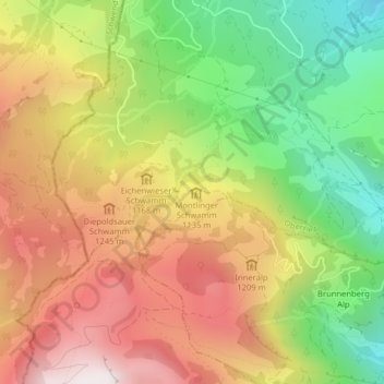Carte topographique Montlinger Schwamm, altitude, relief