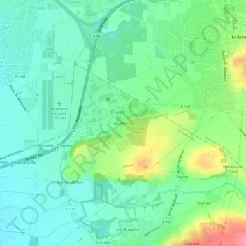 Carte topographique Les Chênes, altitude, relief