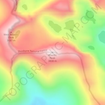 Carte topographique Atlantic Peak, altitude, relief