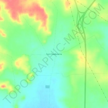 Carte topographique Fort Chadbourne, altitude, relief