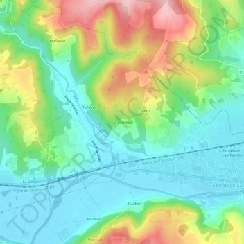 Carte topographique La Villedieu, altitude, relief