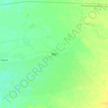 Carte topographique Tebi, altitude, relief