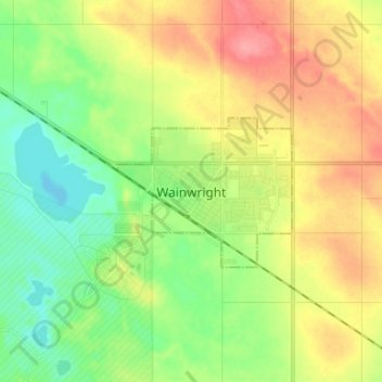 Carte topographique Wainwright, altitude, relief