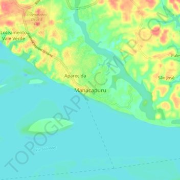 Carte topographique Manacapuru, altitude, relief