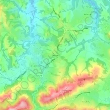 Carte topographique Haitzaga, altitude, relief