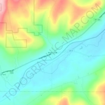 Carte topographique Black Creek, altitude, relief