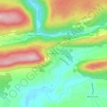 Carte topographique Nuremberg, altitude, relief