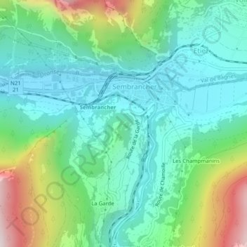 Carte topographique St-Jean, altitude, relief