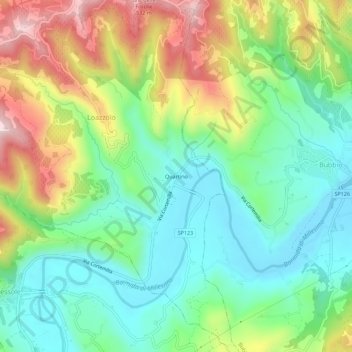 Carte topographique Quartino, altitude, relief