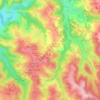 Carte topographique Le Bourg, altitude, relief