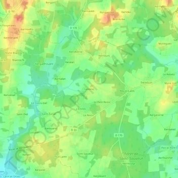 Carte topographique Lesteno, altitude, relief