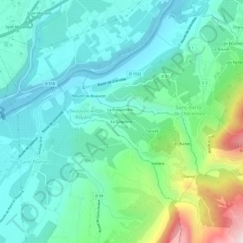 Carte topographique La Grapillère, altitude, relief