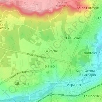 Carte topographique La Roche, altitude, relief