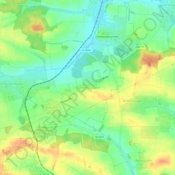 Carte topographique Rumeltshausen, altitude, relief