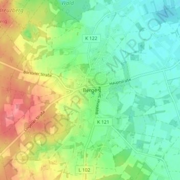 Carte topographique Berge, altitude, relief