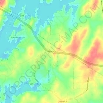 Carte topographique Midway, altitude, relief