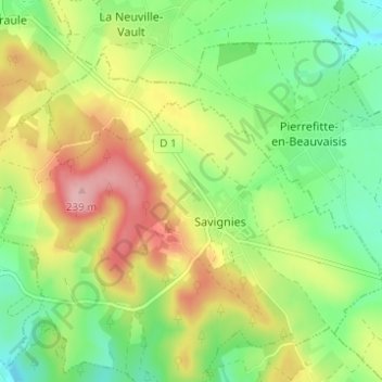 Carte topographique Montchel, altitude, relief