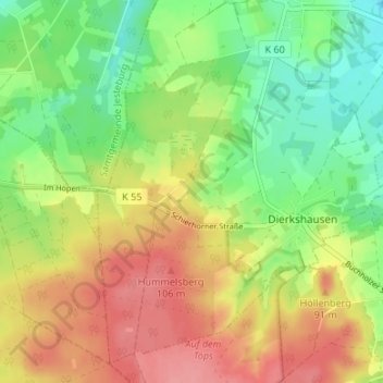 Carte topographique Drumbergen, altitude, relief