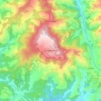 Carte topographique Lansdowne, altitude, relief
